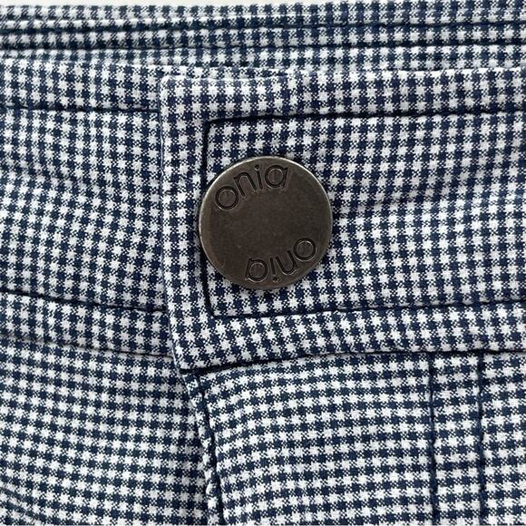 Onia The Calder Preppy Blue White Micro Gingham Flat Front Swim Shorts 38 - Picture 2 of 14